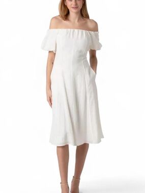 Sam Edelman White Off-the-Shoulder Midi Dress✨Sz.8✨NWT